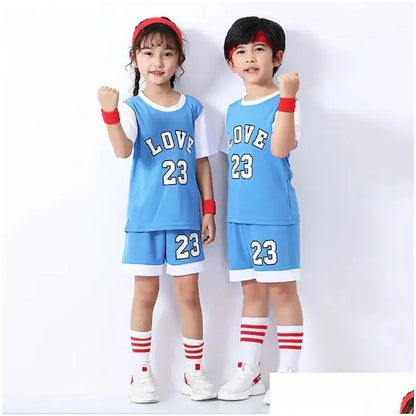 Sets/Suits Childrens Basketball Suit Boys And Girls Garten Baby Primary School Children June 1 Performance Uniform Sleeveless Training Dhbwq