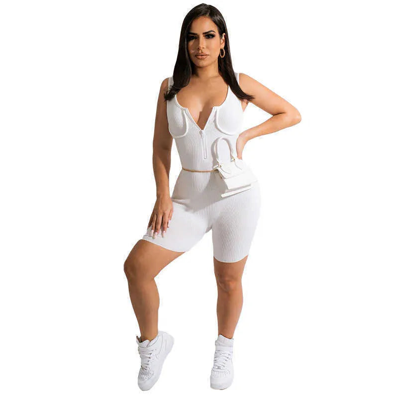 Sexy Jumpsuit Women Nightclub One Piece Onesies Clubwear jumpsuits Solid Sleeveless Rompers Summer Shorts Clothes