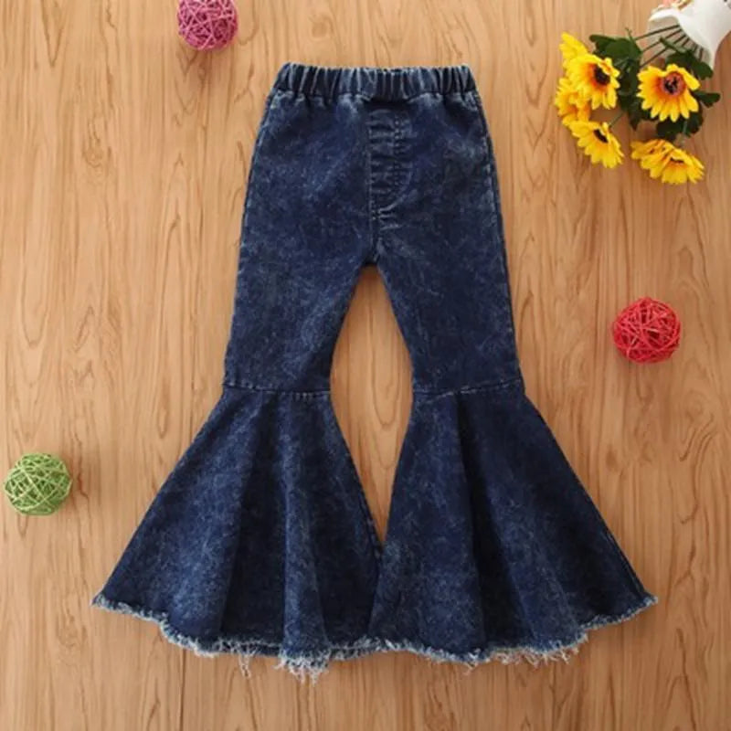 Jeans Girls Autumn Children's Pants Tide In The Small Children Broken Hole Bell Bottoms Multicolor Wholesale