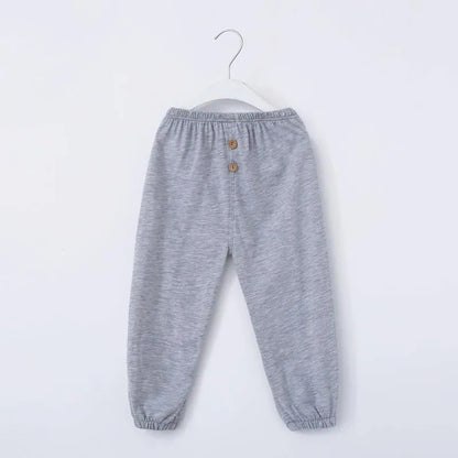 Trousers 100% Cotton Children's Spring Autumn Boys And Girls Button Casual Pajamas Anti-Mosquito Pants Baby Lantern WTP61