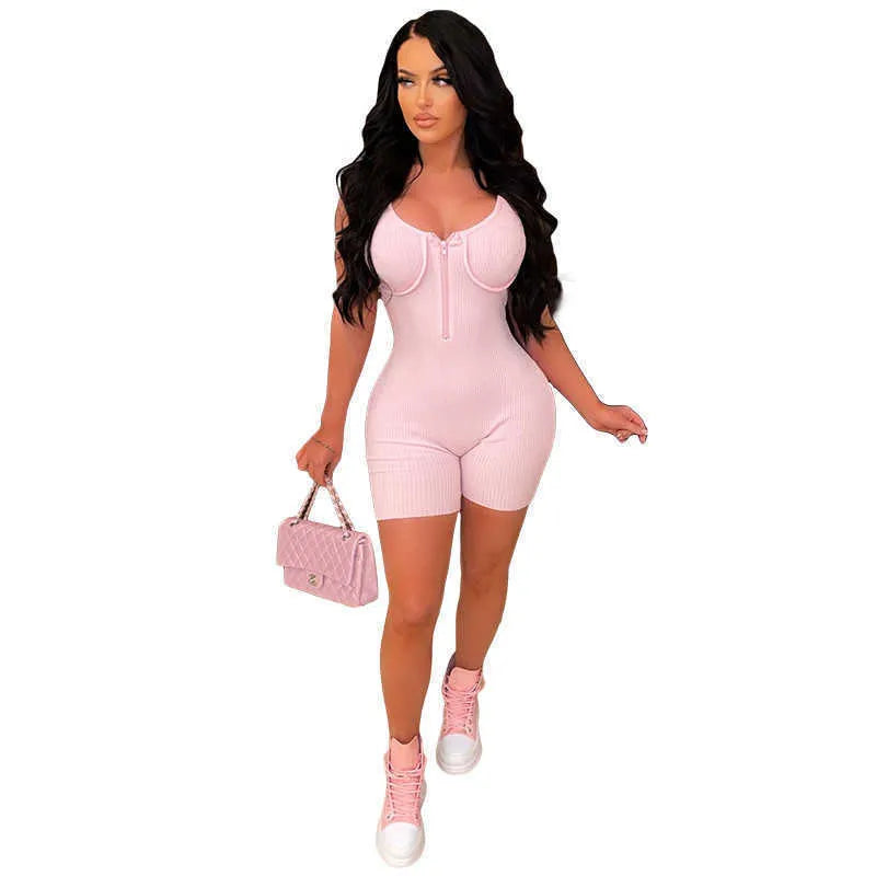 Sexy Jumpsuit Women Nightclub One Piece Onesies Clubwear jumpsuits Solid Sleeveless Rompers Summer Shorts Clothes