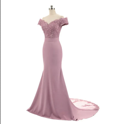 New Arrival Pink V Neck Cap Sleeve Vintage Lace Appliques Beaded Mermaid Bridesmaid Dresses Party Gowns Vestido De Festa