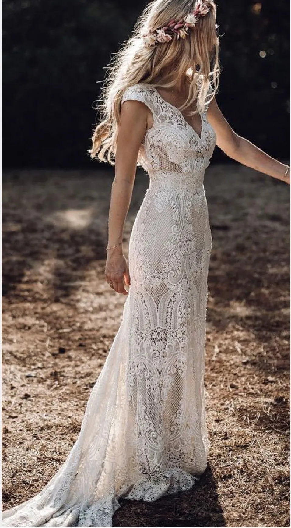 Vintage  Berta Full Lace Mermaid Wedding Dresses Bridal Gowns V Neck Cap Sleeve Bohemian Beach Garden Custom Made vestido de novia