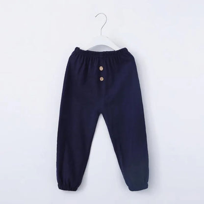 Trousers 100% Cotton Children's Spring Autumn Boys And Girls Button Casual Pajamas Anti-Mosquito Pants Baby Lantern WTP61