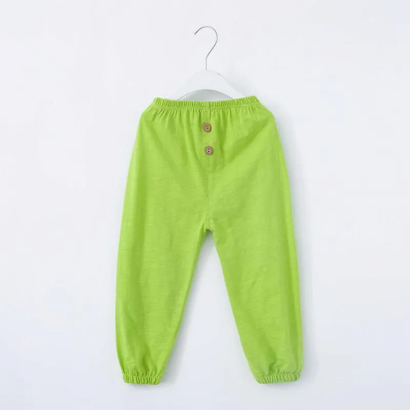 Trousers 100% Cotton Children's Spring Autumn Boys And Girls Button Casual Pajamas Anti-Mosquito Pants Baby Lantern WTP61