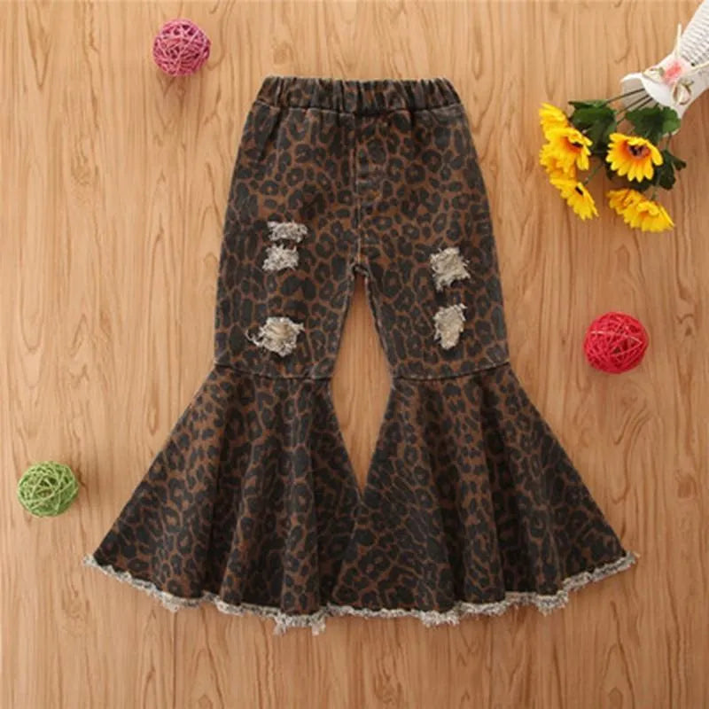 Jeans Girls Autumn Children's Pants Tide In The Small Children Broken Hole Bell Bottoms Multicolor Wholesale