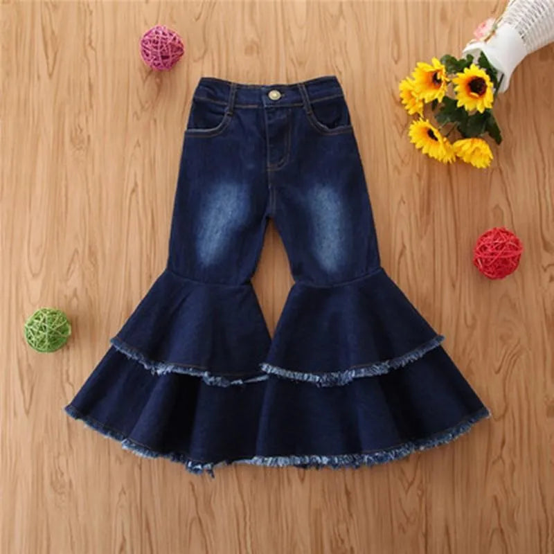 Jeans Girls Autumn Children's Pants Tide In The Small Children Broken Hole Bell Bottoms Multicolor Wholesale