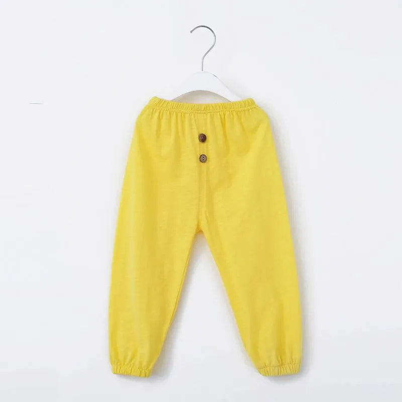 Trousers 100% Cotton Children's Spring Autumn Boys And Girls Button Casual Pajamas Anti-Mosquito Pants Baby Lantern WTP61