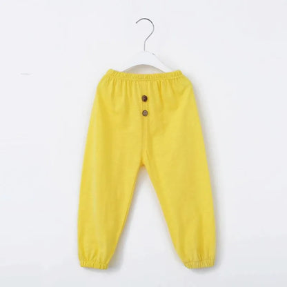 Trousers 100% Cotton Children's Spring Autumn Boys And Girls Button Casual Pajamas Anti-Mosquito Pants Baby Lantern WTP61