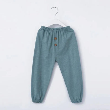 Trousers 100% Cotton Children's Spring Autumn Boys And Girls Button Casual Pajamas Anti-Mosquito Pants Baby Lantern WTP61