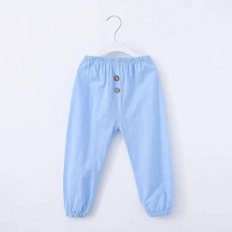 Trousers 100% Cotton Children's Spring Autumn Boys And Girls Button Casual Pajamas Anti-Mosquito Pants Baby Lantern WTP61