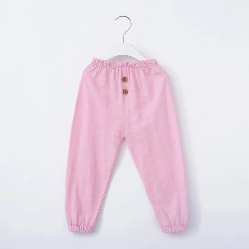 Trousers 100% Cotton Children's Spring Autumn Boys And Girls Button Casual Pajamas Anti-Mosquito Pants Baby Lantern WTP61