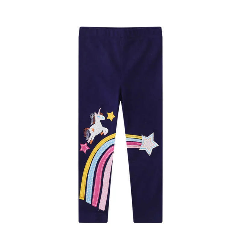 Jumping Meters Girls Leggings Pants With Fairy Embroidery For Autumn Spring Skinny Children's Pencil Kids Wear Trousers 211021