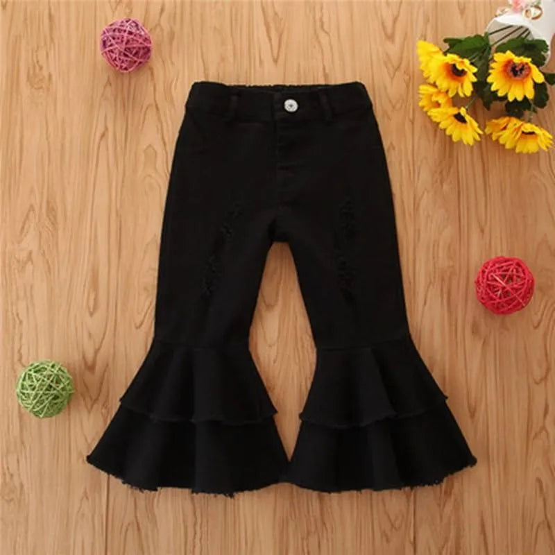 Jeans Girls Autumn Children's Pants Tide In The Small Children Broken Hole Bell Bottoms Multicolor Wholesale