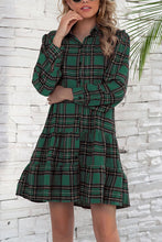 Load image into Gallery viewer, British Style Plaid Print Patchwork Turndown Collar Dresses(3 colors)