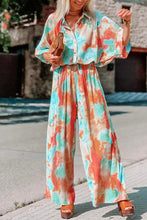 Load image into Gallery viewer, Bohemian Tie Dye Patchwork Turndown Collar Loose Jumpsuits