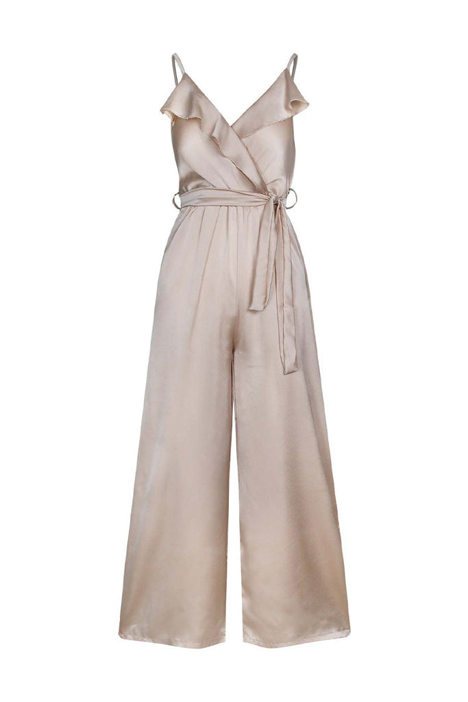 Casual Celebrities Solid Flounce V Neck Loose Jumpsuits(3 Colors)