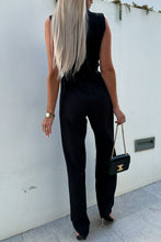 Load image into Gallery viewer, Casual British Style Solid Pocket Frenulum V Neck Regular Jumpsuits