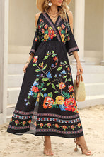 Load image into Gallery viewer, Bohemian College Floral Slit V Neck A Line Dresses