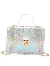 Load image into Gallery viewer, Clear Push Lock Flap Chain Square Bag  - Women Satchels