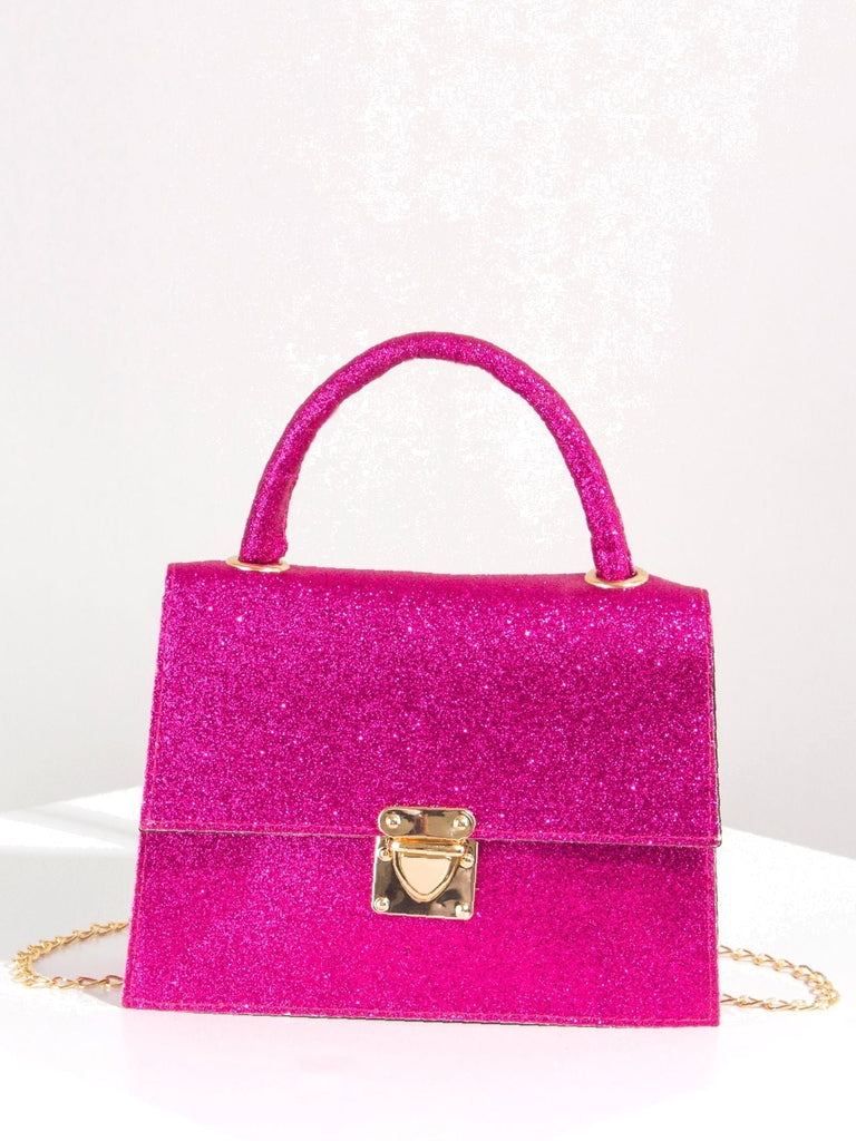 Glitter Chain Flap Square Bag  - Women Satchels