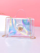 Load image into Gallery viewer, Clear Push Lock Flap Chain Square Bag  - Women Satchels