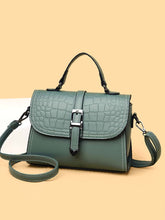 Load image into Gallery viewer, Buckle Detail Textured Flap Square Bag  - Women Satchels