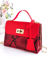 Load image into Gallery viewer, Snakeskin Print Flap Chain Bag  - Women Satchels