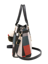 Load image into Gallery viewer, Colorblock Satchel Bag with Pom Pom  - Women Satchels