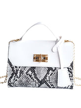 Load image into Gallery viewer, Snakeskin Print Flap Chain Bag  - Women Satchels