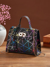 Load image into Gallery viewer, Turn-Lock Geometric Graphic Flap Chain Bag  - Women Satchels