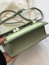 Load image into Gallery viewer, Letter Graphic Faux Pearl &amp; Chain Decor Square Bag  - Women Satchels
