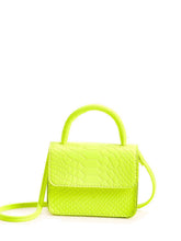 Load image into Gallery viewer, Mini Neon Lime Croc Embossed Satchel Bag  - Women Satchels