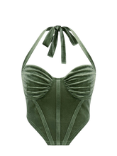 Load image into Gallery viewer, sealbeer A&amp;A Ruched Bustier Velvet Halter Corset Top
