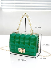 Load image into Gallery viewer, Mini Faux Pearl Decor Turn Lock Square Bag  - Women Satchels
