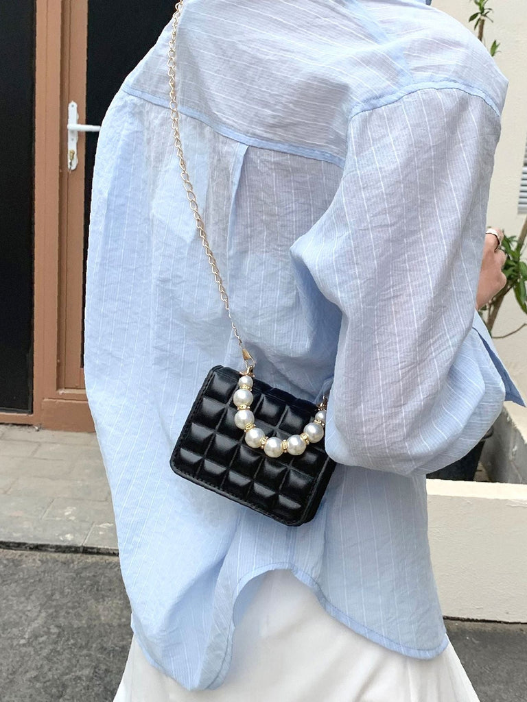Mini Faux Pearl Handle Satchel Bag  - Women Satchels