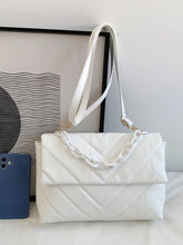 Load image into Gallery viewer, Chevron Detail Chain Decor Flap Square Bag  - Women Satchels