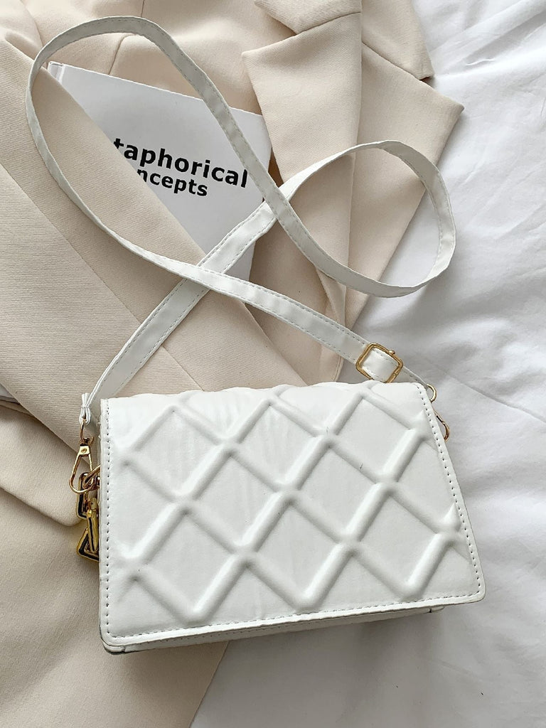 Minimalist Textured Flap Square Bag  - Women Satchels