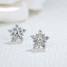 Load image into Gallery viewer, Exquisite Beautiful Flower Snowflake Zircon Stud Earrings Fashion Ladies Ear Studs Small Cute Earrings Charm Jewelry Gift