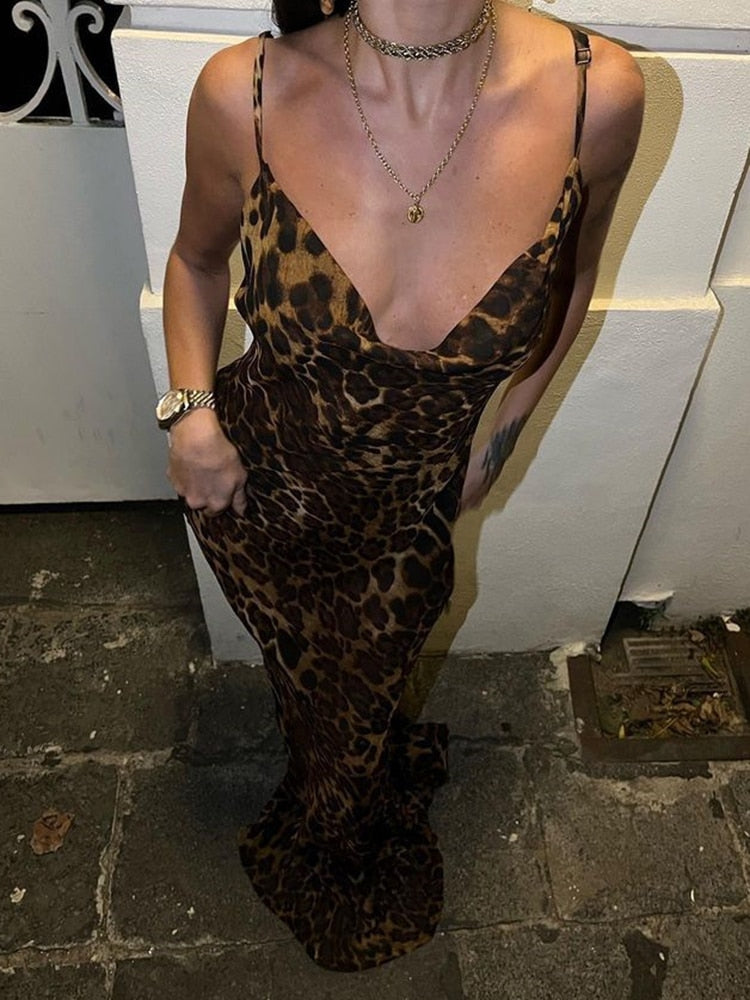 sealbeer A&A Summer Mesh Leopard Print Bodycon Dress