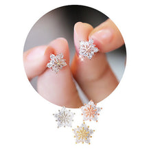 Load image into Gallery viewer, Exquisite Beautiful Flower Snowflake Zircon Stud Earrings Fashion Ladies Ear Studs Small Cute Earrings Charm Jewelry Gift