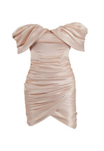 Load image into Gallery viewer, sealbeer A&amp;A Luxe Satin Off The Shoulder Mini Bodycon Dress