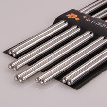 Load image into Gallery viewer, 5 Pairs Stainless Steel Square Chopsticks Chinese Stylish Healthy Light Weight Chinese Chopsticks Metal Non-slip Design Kitchen