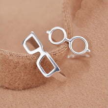 Load image into Gallery viewer, Fashion Glasses Frames Men Women Couple Ring Simple Silver Color Trendy Tail Rings Wedding Jewelry Gift Adjustable Wholesale