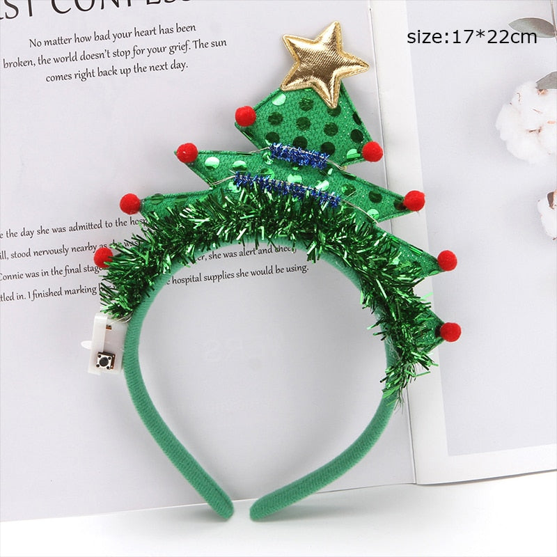 Cute Green Christmas Tree Headband Headwear Christmas Gifts For Children 2023 Merry Christmas Decor For Home Navidad Ornaments