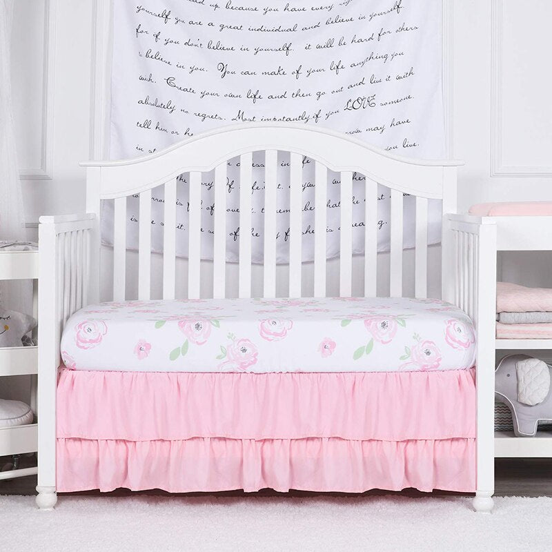 Two Layers Rufflled Bed Skirt Children Baby Crib Bed Skirt Baby Bed Cover Couvre Lit Home Bedding Bedspread Bedroom Bedsheet