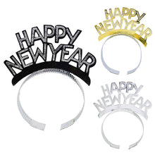 Load image into Gallery viewer, 3pcs Happy New Year Headband Eve Party Supplies New Year Decorations 2023 Tiaras For Christmas New Year Party Favors Hair Clasp