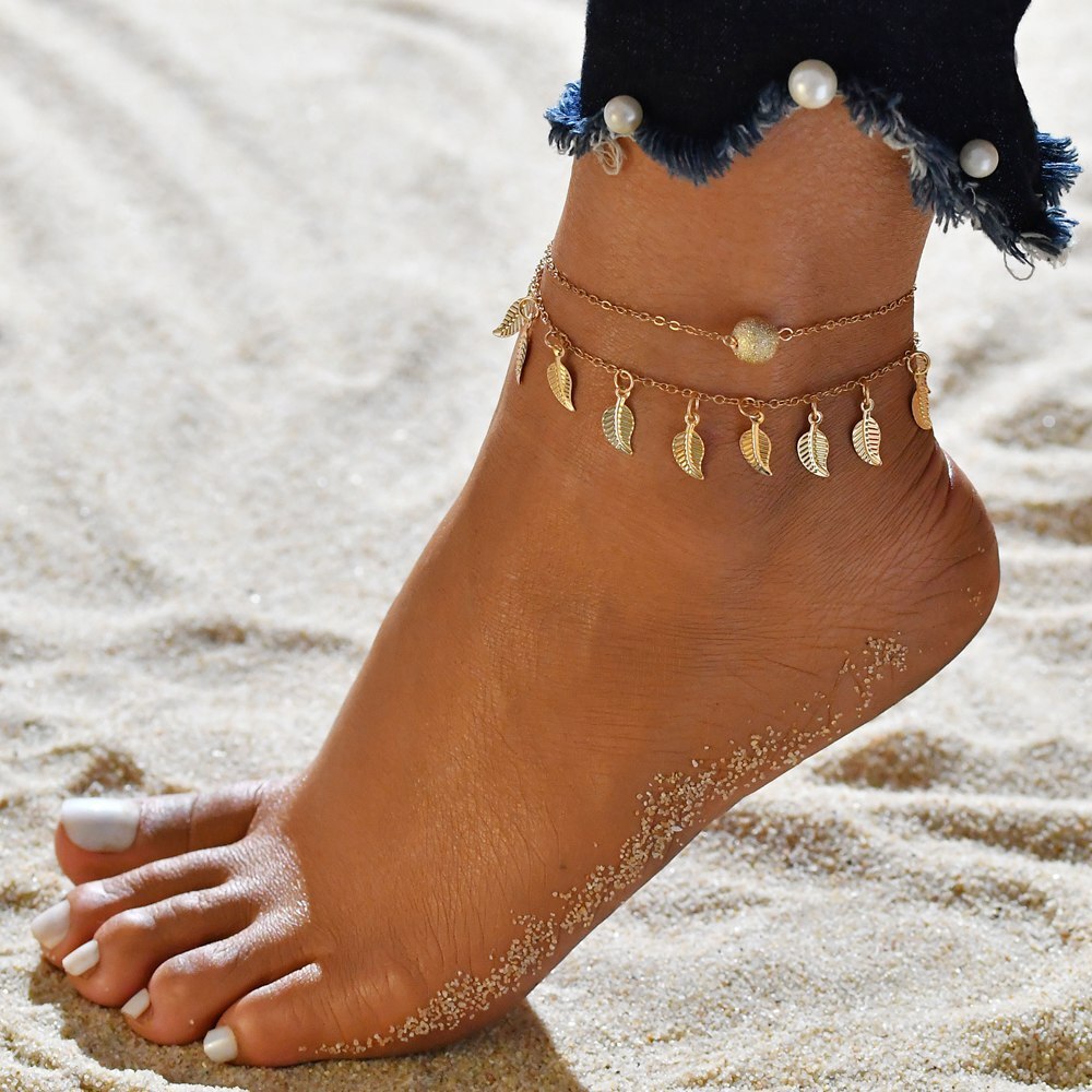 TOBILO 3PCS/Lot Bohemian Sequins Anklets For Women Fashion Gold Color Bracelet Anklet on the Leg Beach Foot Accessories
