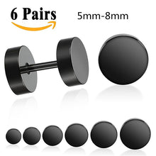 Load image into Gallery viewer, 1 Set Different Types Shape Unisex Black Color Stainless Steel Piercing Earring For Women Men Punk Gothic Barbell Earring