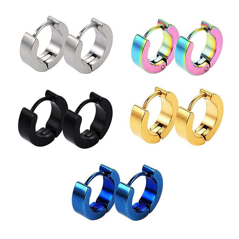 1 Set Different Types Shape Unisex Black Color Stainless Steel Piercing Earring For Women Men Punk Gothic Barbell Earring